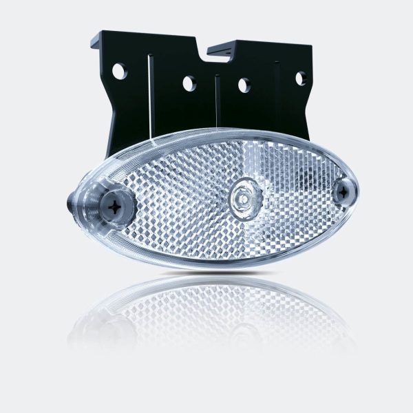 LED Markierungsleuchte + Halterung oval Weiß 12/24v 1.5mm2 Anschluss | MV-5870W