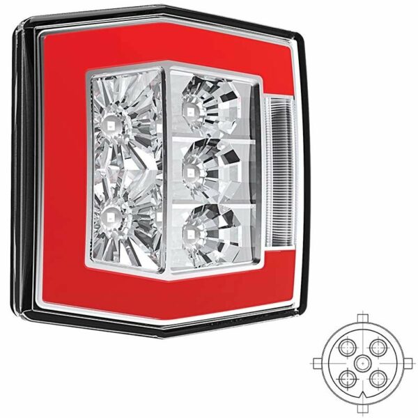 LED Kompakt Rücklicht mit Kennzeichenbeleuchtung | 12-36v | 5-PIN | V10C4-730B5