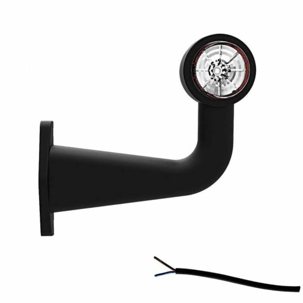 Links | LED Begrenzungsleuchte mit abgewinkeltem Schaft | 12-24v | 20cm. Kabel | M10BV-601RW