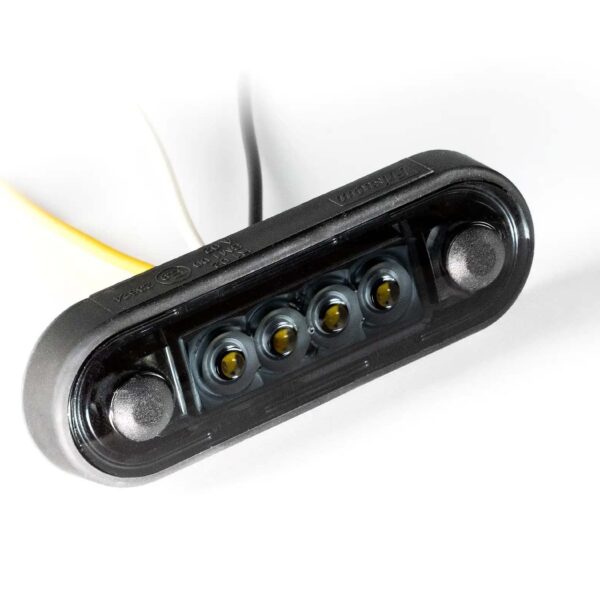 LED-Markierungsleuchte, dunkel, zweifarbig, weiß/bernsteinfarben, 12–24 V, 15 cm Kabel