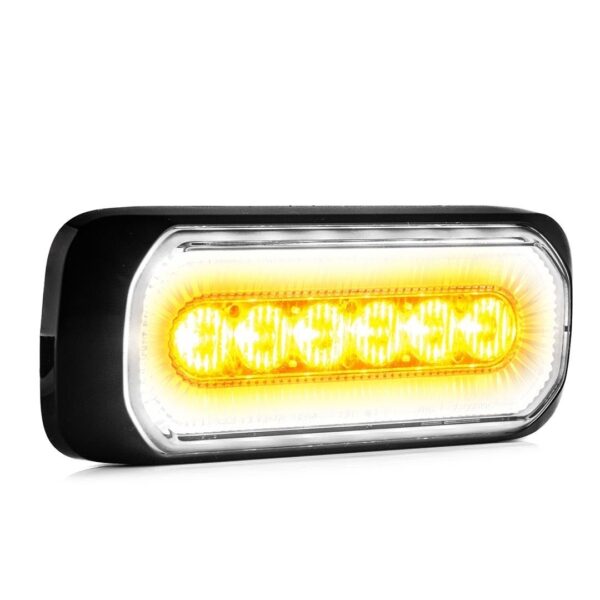 LED R65 Blitzer + Halo-Ring, gelb/weiß 12-24v