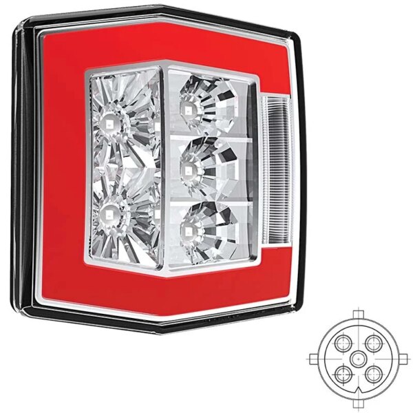 LED Kompaktes Rücklicht mit Kennzeichenbeleuchtung | 12-36v | 5-PIN | V10C4-730B5