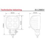 LED Arbeitsscheinwerfer | 12 Watt | 1000 Lumen | 12-24v | Flutlichtstrahl schwarz | 8112BM – Bild 2