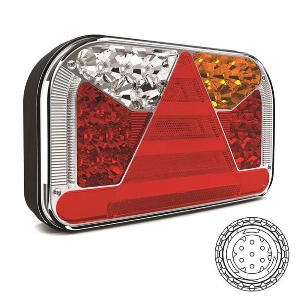 Rechts | LED Rücklicht mit Kennzeichenleuchte | 12-36v | 7-PIN | V10C7-552B7