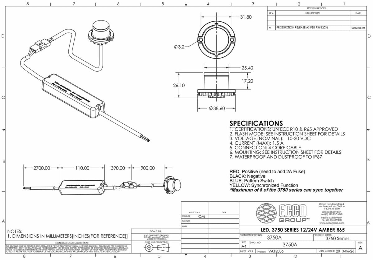 LED Blitzer 6-LED | blau | 12-24v | R65 | 3750B – Bild 2