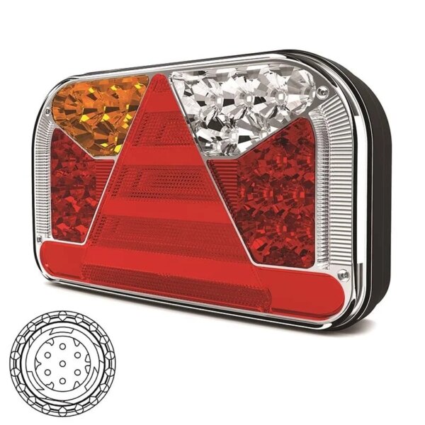 Links | LED Rücklicht ohne Kennzeichenleuchte | 12-36v | 7-PIN AMP-Stecker | V10C6-531B7