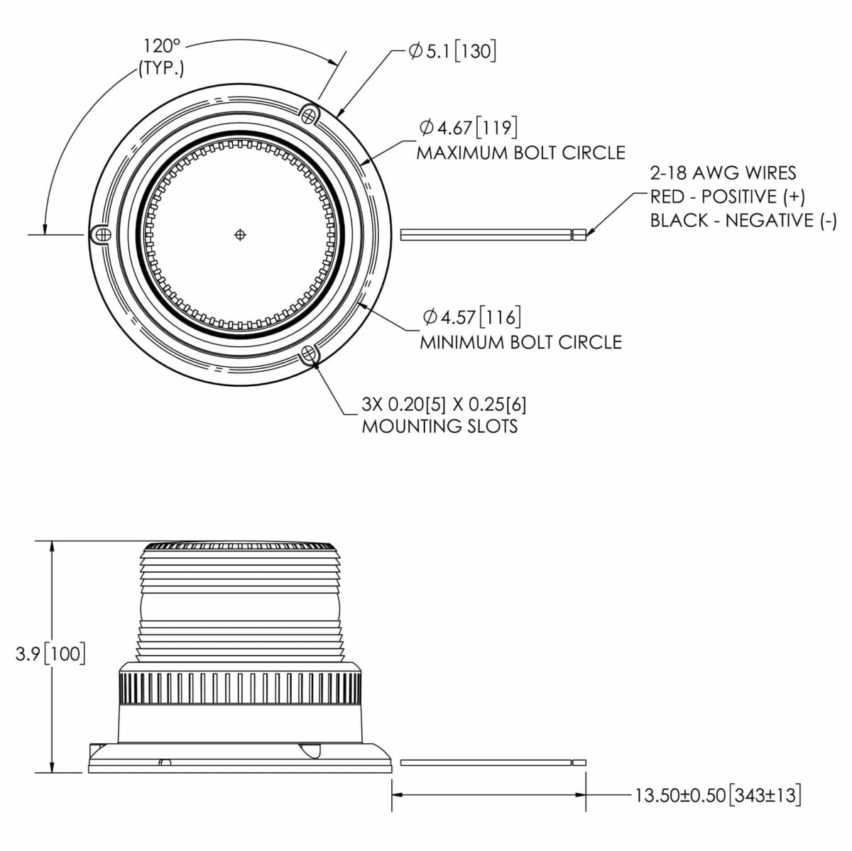 LED Rundumleuchte R10 amber 12-80v 3-Schraube Serie 6465 | 6465A – Bild 2