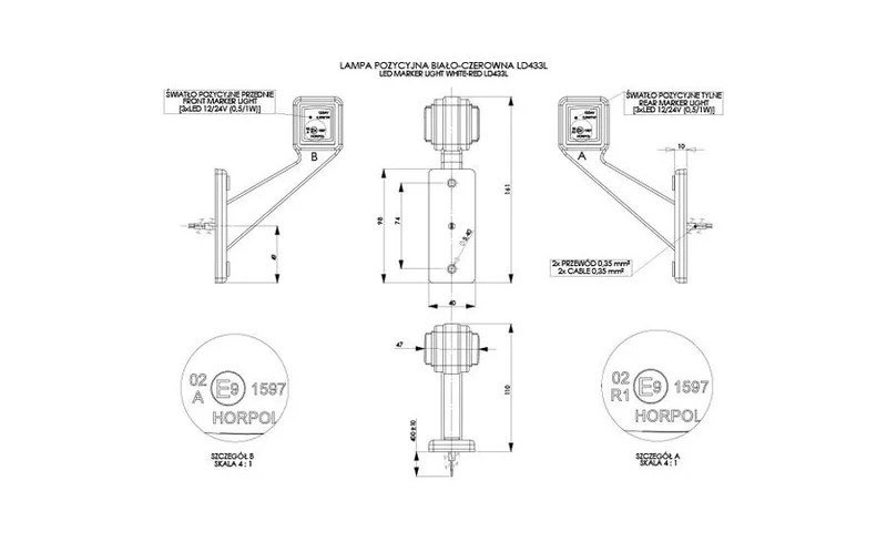 6b83da51-8644-4981-9374-ee14dfa7b1a5-39238-nl LED Begrenzungsleuchte links rot-weiß 12-24v 50cm Kabel | MB-4661RW – Bild 2