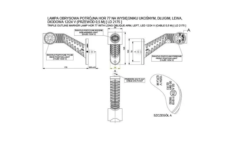 715449fb-dbe5-44f8-9180-02c25939bb6f-42066-nl-1 Links | LED Begrenzungsleuchte | rot-weiß-amber | 12-24v | 50cm. Kabel | MB-4891RWA – Bild 2