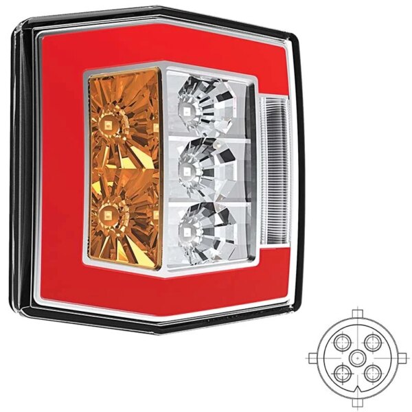 LED Kompaktes Rücklicht mit Kennzeichenbeleuchtung | 12-36v | 5-PIN | V10C4-740B5