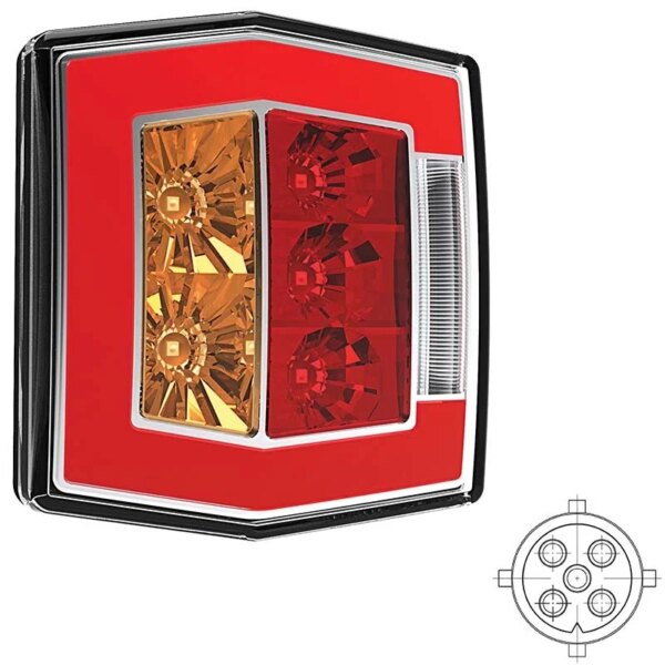 LED Kompaktes Rücklicht mit Kennzeichenbeleuchtung | 12-36v | 5-PIN | V10C4-750B5