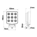LED Arbeitsscheinwerfer | 2250 Lumen | eingebaut Deutsch Stecker - IP69K - 9-36v | WF-2722 – Bild 8