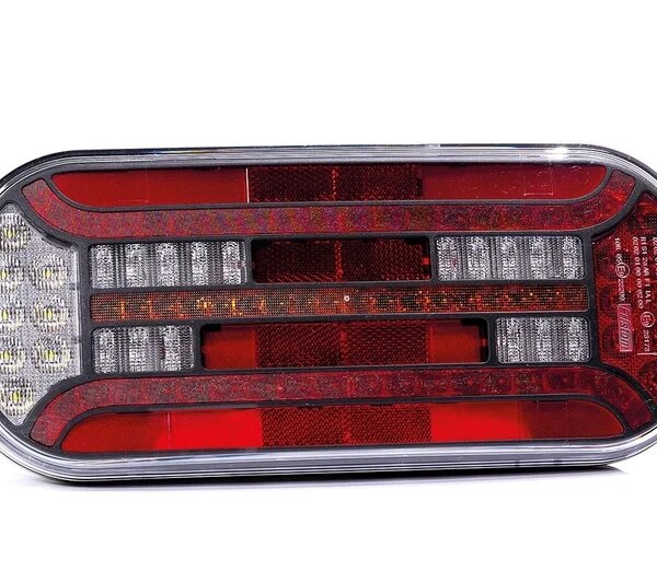 Rechts | LED Rücklicht mit Rechteck Reflektor & Nummernschildbeleuchtung | 12-24v | VC-3012