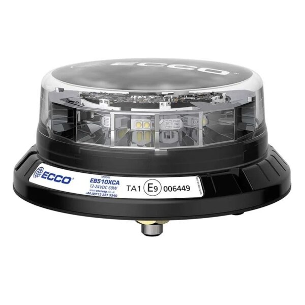 LED Rundumleuchte R65 12-24v Bernstein-transparent-CISPR-IP69K-1-Schrauben | EB5101CA