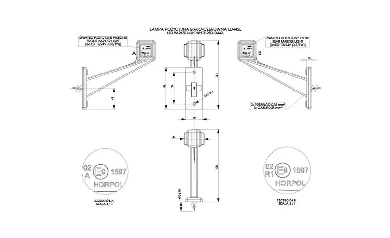 ddb904c6-fe86-448b-9a4d-1c353e75df26-41980-nl LED Begrenzungsleuchte links rot-weiß 12-24v 50cm Kabel | MB-4691RW – Bild 2
