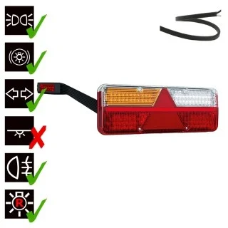 Links | LED-Anhängerbeleuchtung | dynamisches Blinklicht | 9-36v | 200cm. Kabel | VC-1021