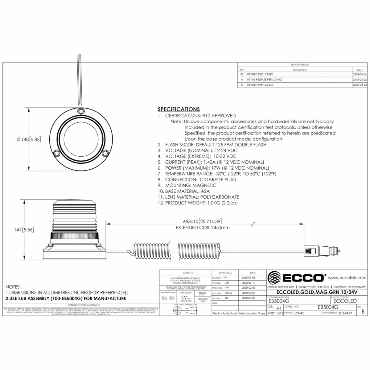 LED Rundumleuchte grün | 12-24v | R65 | Magnet ECCOLED | EB5004G – Bild 2