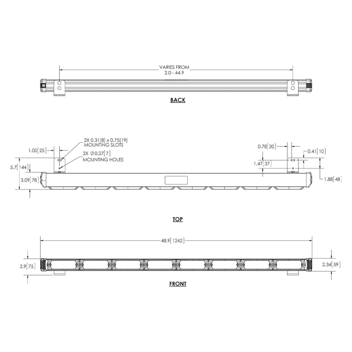 LED R10 Traffic Advisor amber 1232mm. | 12-24v | 16.8m Kabel | ED3355A – Bild 2