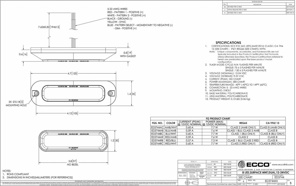 LED Blitzer 8-LED | R65 | amber + weiß (geteilt) | 12-24v | ED3744AC – Bild 2