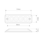 Ultraflacher Slimline LED Blitzer 4 LEDs | R65 | Gelb | 175cm Kabel | 10-30v | S11F4002-225 – Bild 4