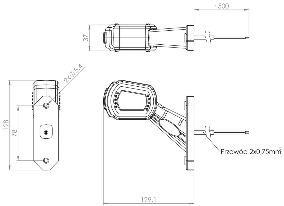 LED Begrenzungsleuchte rechts rot-weiß-amber 12-24v 50cm Kabel | MB-2732RWA – Bild 9