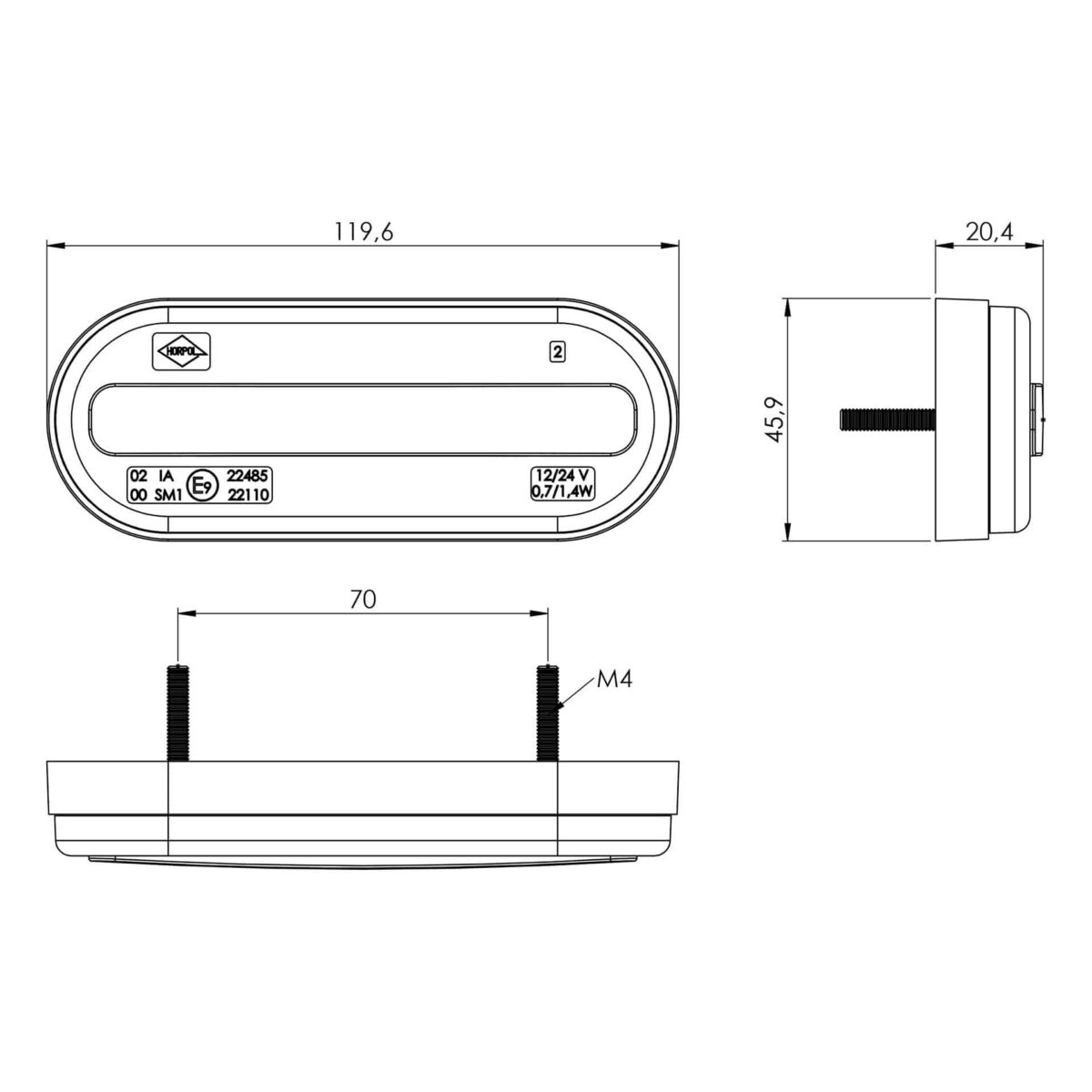 LED Positionsleuchte weiß | 12-24v | 50cm Kabel | MV-5000W – Bild 6