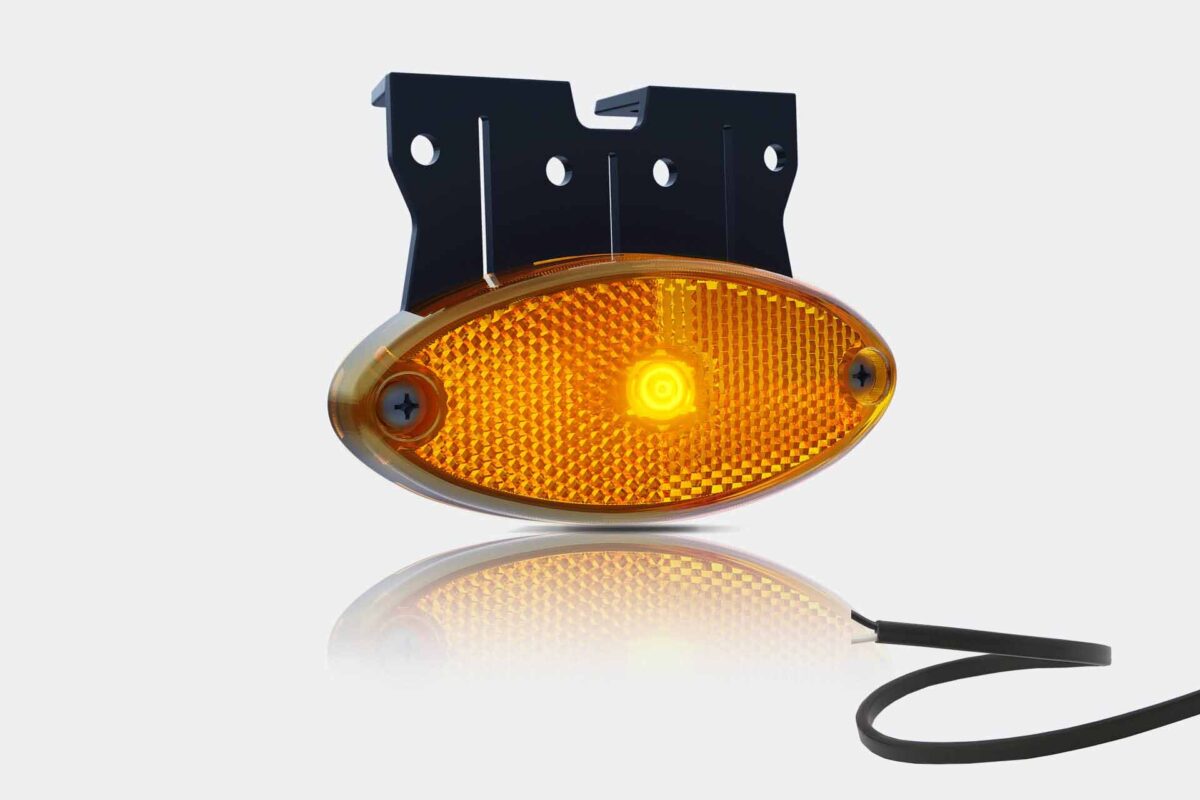 LED Umrissleuchte oval amber mit Halterung | 12-24v | 50cm. Kabel | MV-5850A