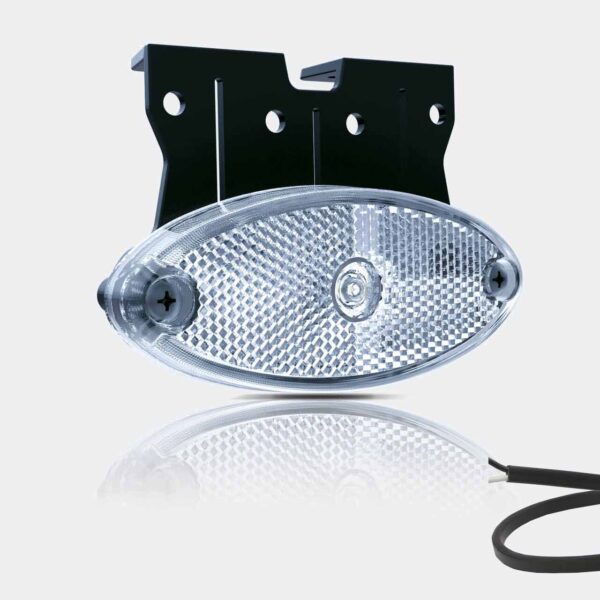 LED Positionsleuchte oval weiß mit Halterung | 12-24v | 50cm. Kabel | MV-5850W