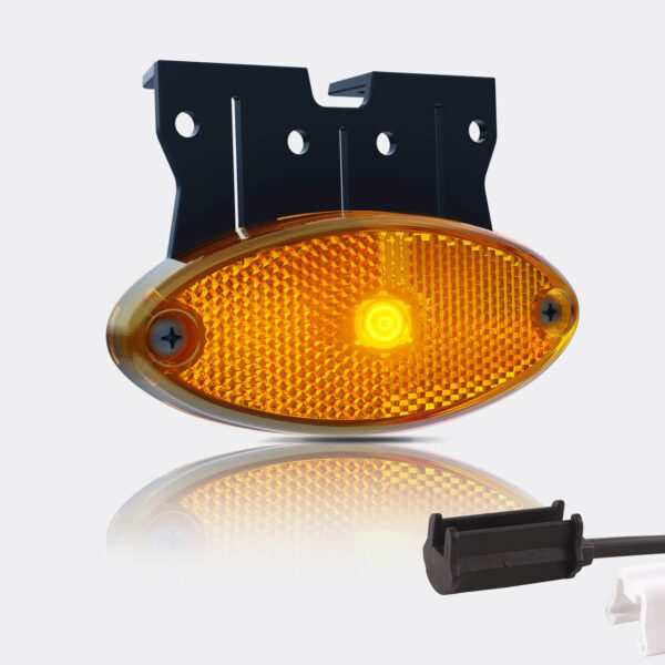 LED Umrissleuchte oval amber mit Halterung | 12-24v | 1.5mm.2 Stecker | MV-5870A