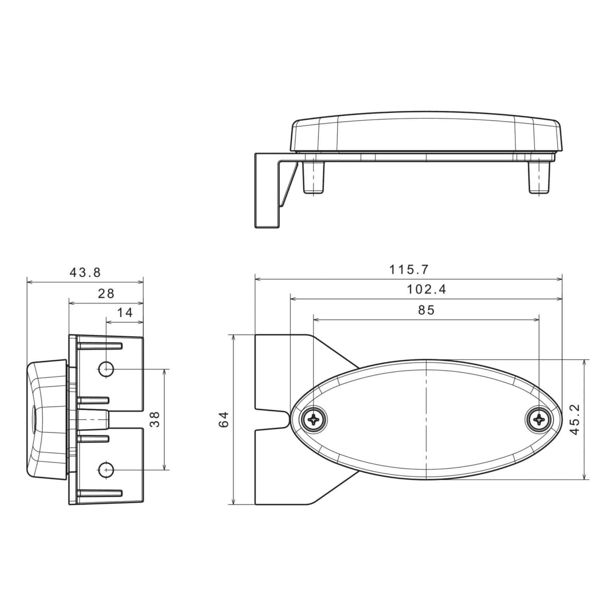 LED Positionsleuchte + Halterung oval weiß 12-24v 50cm Kabel | MV-5890W – Bild 5