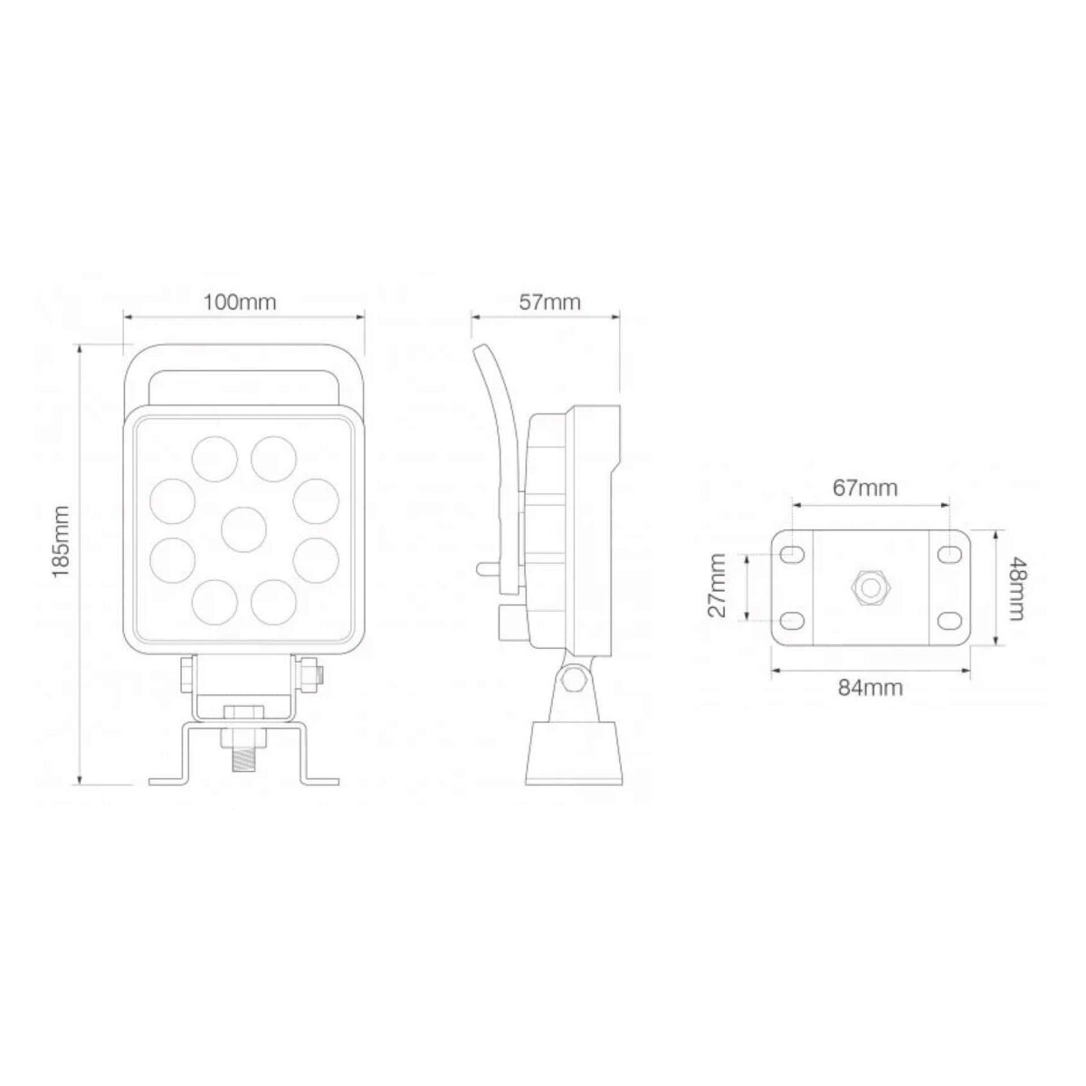 LED Arbeitsscheinwerfer 13,5 Watt - 1710 Lumen 10-110V 0,4m Kabel IP69K – Bild 4