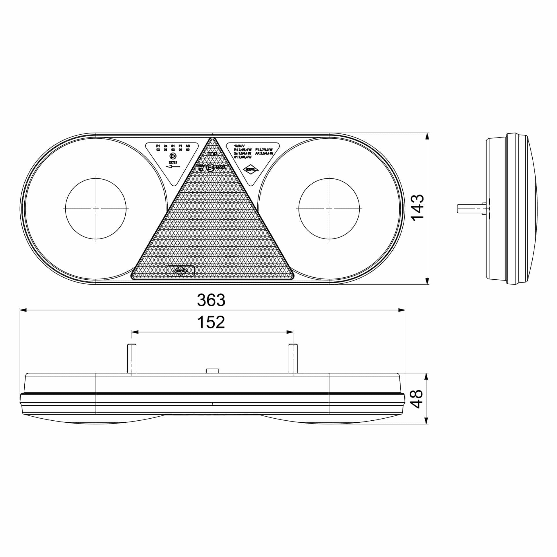 vc-3700-tekening Links | LED Rücklicht | 12-24v | 200cm Kabel | VC-3701 – Bild 7